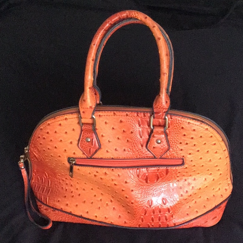 Orange faux ostrich large purse/bag